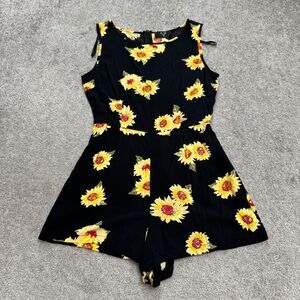 AX Paris Black Yellow Floral Sleeveless Romper Womens 10 100% Cotton Boho Summer